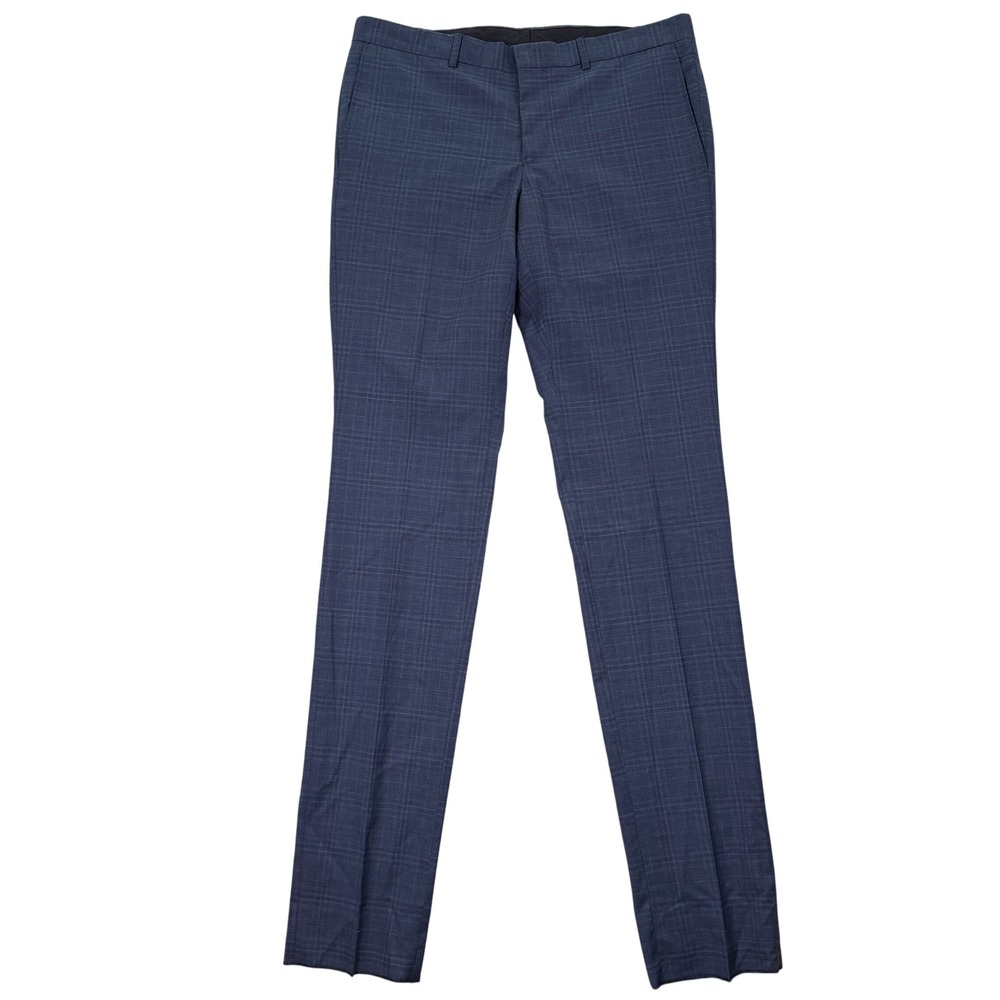 NEW Ted Baker Mens 36 Dress Pants Blue Plaid Wool Roger CT Made in Italy Slacks